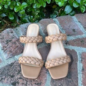 Tan Braided Block Heels